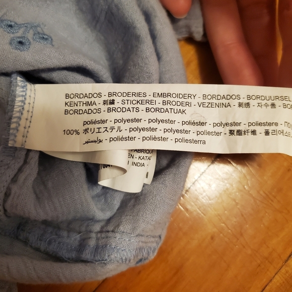 Zara eyelet embroidery crop top. Boho. Blue. Size XL. - Picture 6 of 9